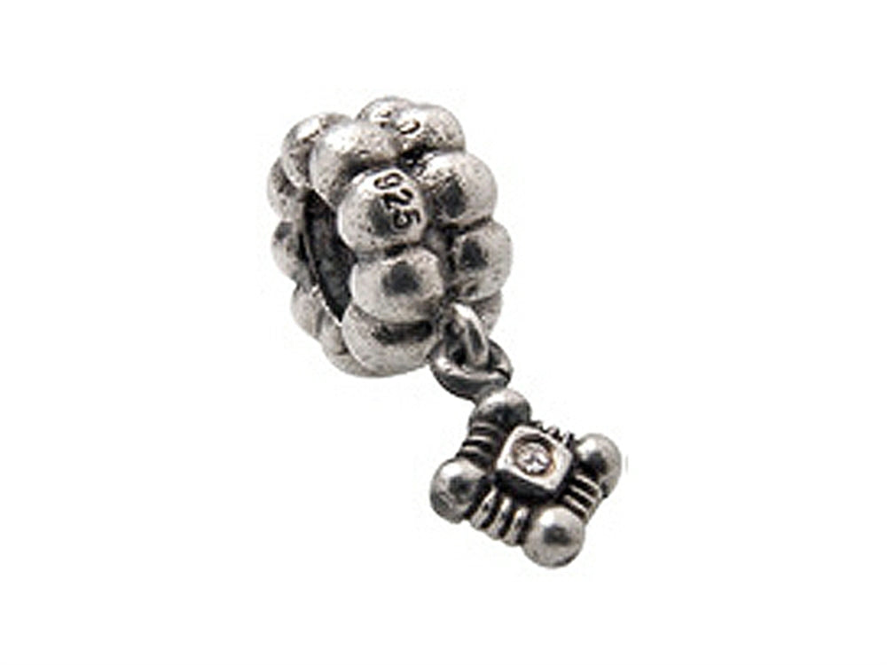 Zable™ Sterling Silver Medium Cross Crystal Dan Bead / Charm