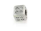 Zable™ Sterling Silver Cube with White Stones Bead / Charm