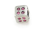 Zable™ Sterling Silver Cube with Pink Stones Bead / Charm