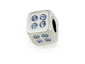 Zable™ Sterling Silver Cube with Blue Stones Bead / Charm