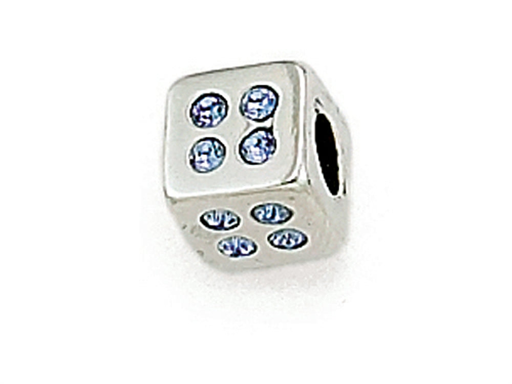Zable™ Sterling Silver Cube with Blue Stones Bead / Charm
