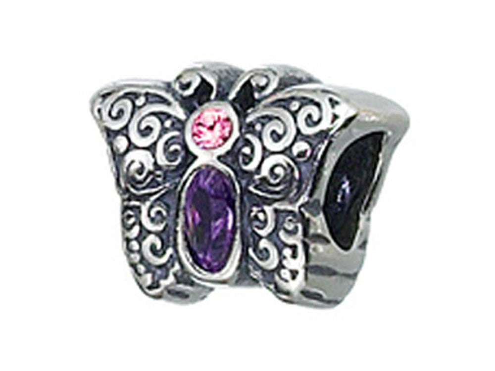 Zable™ Sterling Silver Butterfly With Crystals Compatible Bead / Charm