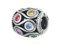 Zable™ Sterling Silver Loops With Multicolor Crystals Bead / Charm
