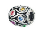 Zable™ Sterling Silver Loops With Multicolor Crystals Bead / Charm