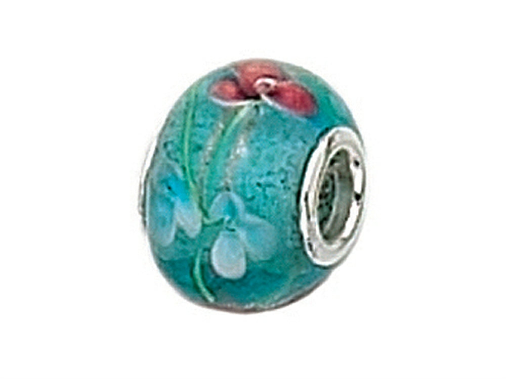 Zable™ Sterling Silver Aqua Glass Flower Murano Glass Bead / Charm