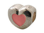 Zable™ Sterling Silver Pink Enamel Heart Bead / Charm