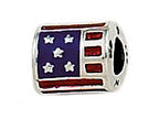 Zable™ Sterling Silver USA Enamel Flag Compatible Bead / Charm