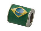 Zable™ Sterling Silver Brazil Enamel Flag Compatible Pandora Compatible Bead / Charm