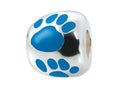 Zable™ Sterling Silver Blue Enamel Paw Print Bead / Charm