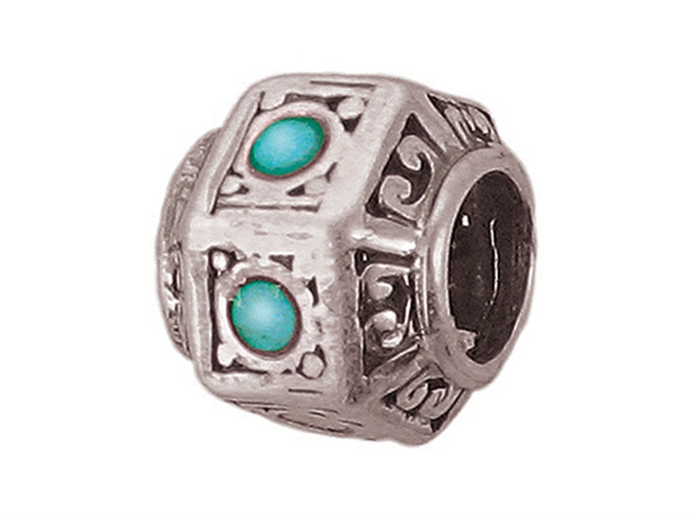 Zable™ Sterling Silver Simulated Turquoise Bead / Charm