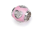 Zable™ Sterling Silver Pink Enamel with CZ Heart Bead / Charm