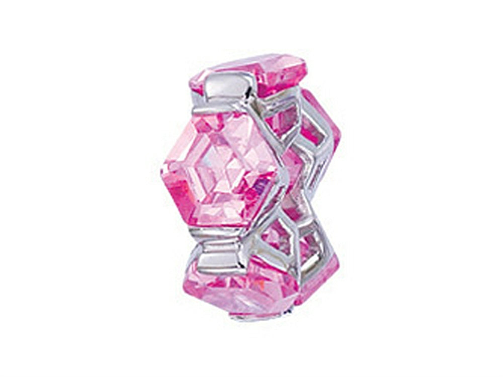 Zable™ Sterling Silver Pink Hexagons Bead / Charm