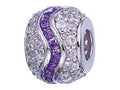 Zable™ Sterling Silver Purple White CZ Wave Compatible Bead / Charm