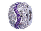 Zable™ Sterling Silver Purple White CZ Wave Compatible Bead / Charm