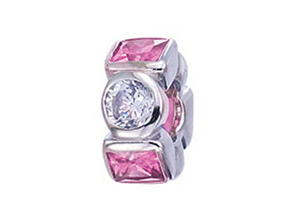 Zable™ Sterling Silver Pink and White CZ's Bead / Charm