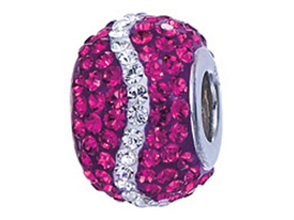 Zable™ Sterling Silver Pink and White Wave Bead / Charm