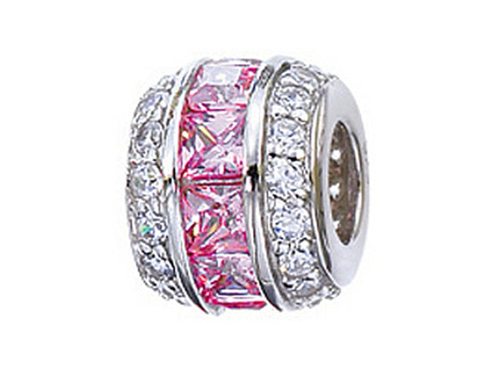 Zable™ Sterling Silver Pink and White CZ's Compatible Bead / Charm
