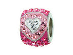Zable™ Sterling Silver Heart with Pink and White Crystals Bead / Charm