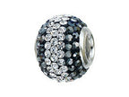 Zable™ Sterling Silver Hematite/White Crystals Bead / Charm