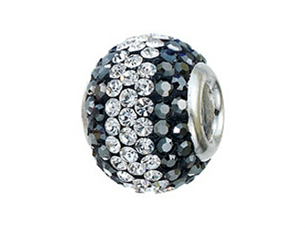 Zable™ Sterling Silver Hematite/White Crystals Bead / Charm