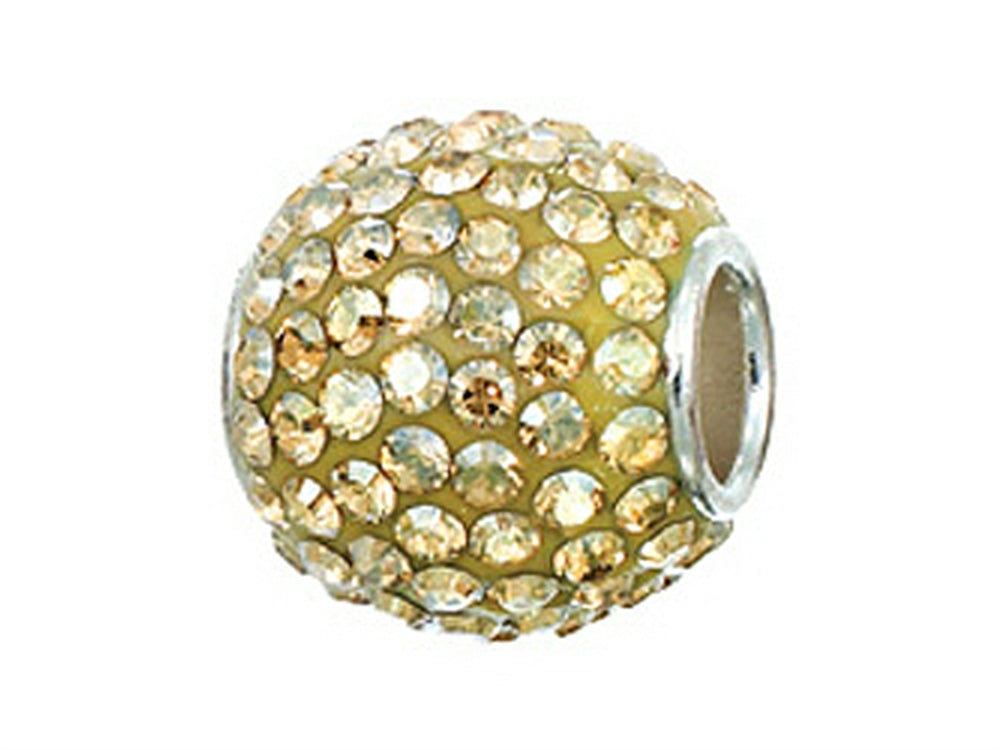 Zable™ Sterling Silver Pave Crystal Ball Golden Shadow Bead / Charm