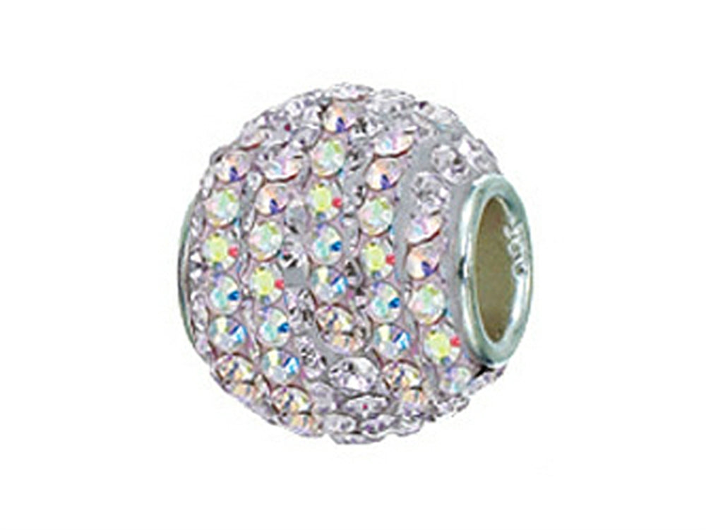 Zable™ Sterling Silver Pave Crystal Ball Bead / Charm