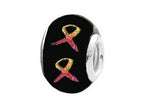Zable™ Sterling Silver Dichroic Glass - Pink Ribbon Bead / Charm