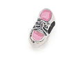 Zable™ Sterling Silver Engraveable Baby Shoe Pink Bead / Charm