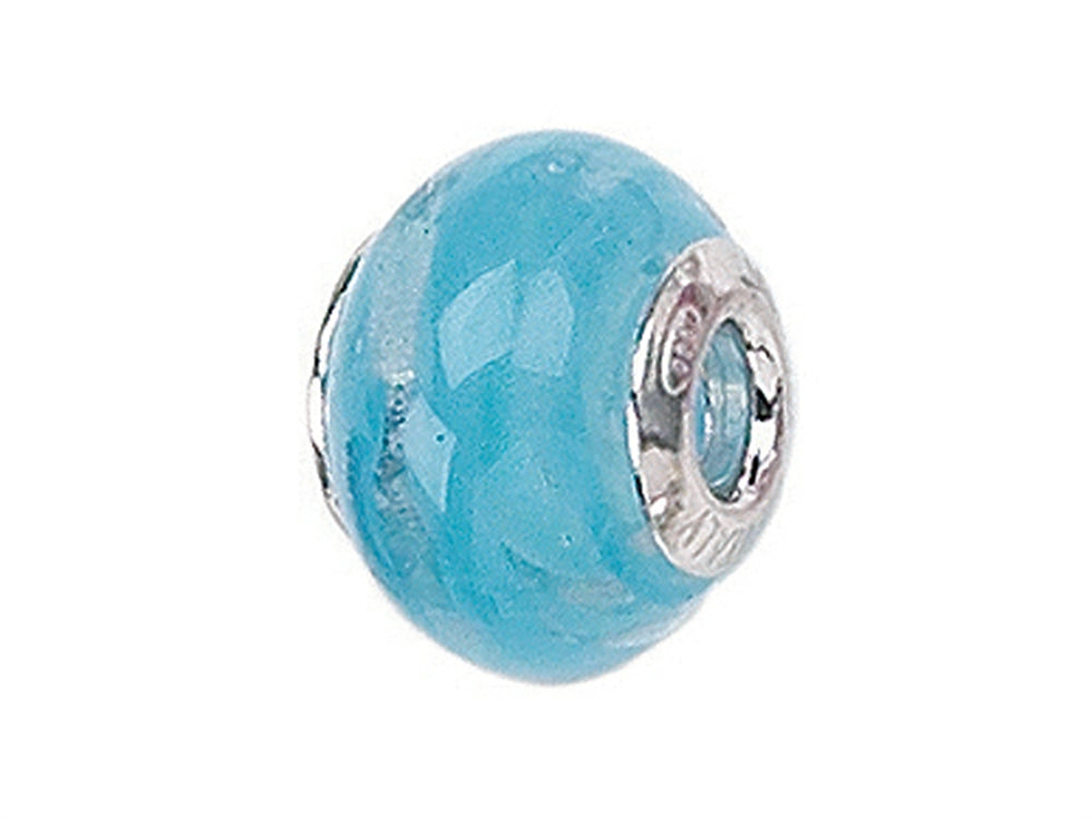 Zable™ Sterling Silver Filigrana Swirl Light Blue Murano Glass Bead / Charm