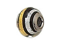 Zable™ Sterling Silver Black Gold/Silver Stripe Murano Glass Bead / Charm