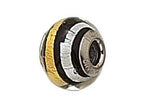 Zable™ Sterling Silver Black Gold/Silver Stripe Murano Glass Bead / Charm