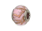 Zable™ Sterling Silver Pink with Copper Glitter Murano Glass Bead / Charm