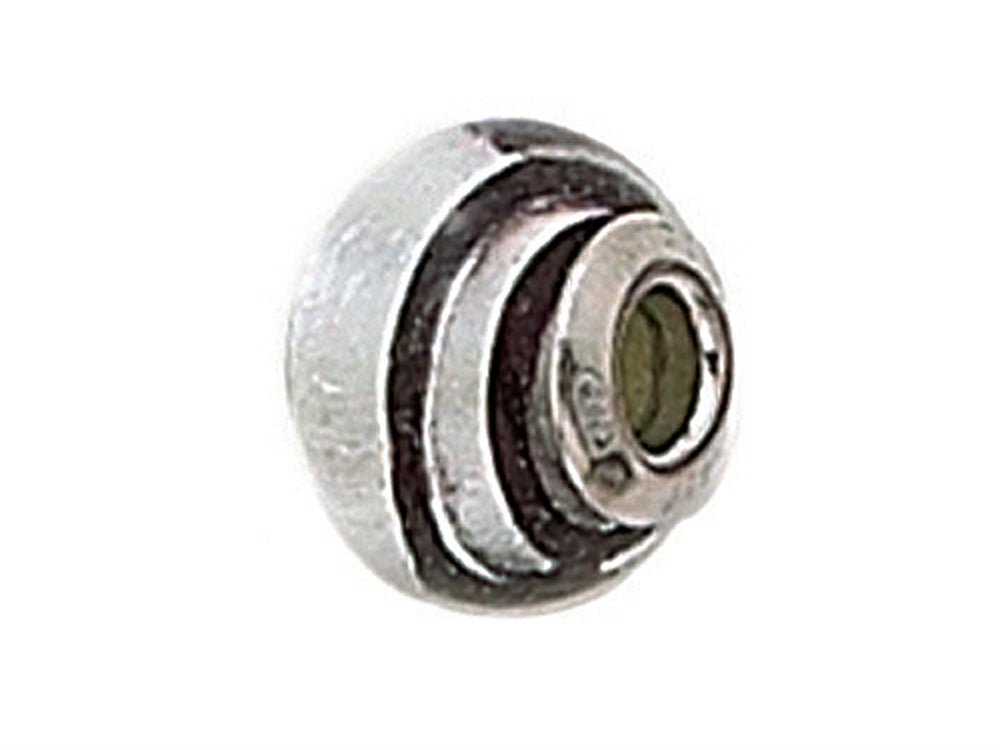 Zable™ Sterling Silver Silver with Black Strip Murano Glass Bead / Charm
