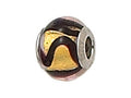 Zable™ Sterling Silver Gold/Carmel/Black Swirls Bead / Charm