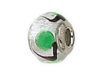 Zable™ Sterling Silver Silver with Green Spot Murano Glass Bead / Charm
