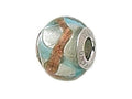 Zable™ Sterling Silver Silver Blue/Copper Zigzag Murano Glass Bead / Charm