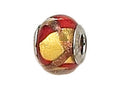 Zable™ Sterling Silver Gold with Red/Copper Murano Glass Bead / Charm