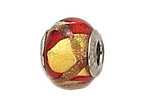 Zable™ Sterling Silver Gold with Red/Copper Murano Glass Bead / Charm