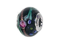 Zable™ Sterling Silver Black with Flowers/Multicolor Murano Glass Bead / Charm