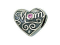 Zable™ Sterling Silver Mom With Pink Crystal Bead / Charm
