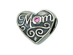 Zable™ Sterling Silver Mom With Pink Crystal Bead / Charm