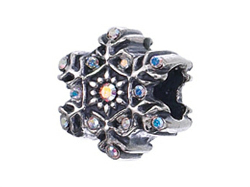 Zable™ Sterling Silver Snowflake With Crystals Bead / Charm