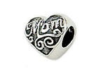 Zable™ Sterling Silver Mom Heart Shape Bead / Charm