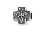 Zable™ Sterling Silver Cross with Caduceus and RN Bead / Charm