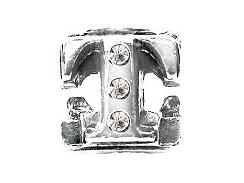 Zable™ Sterling Silver CZ Initial T Bead / Charm