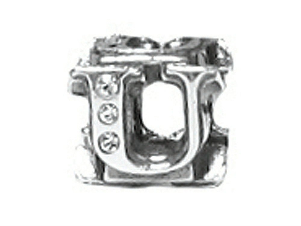 Zable™ Sterling Silver CZ Initial U Bead / Charm