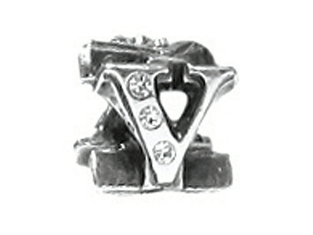 Zable™ Sterling Silver CZ Initial V Bead / Charm