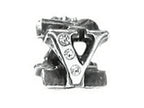 Zable™ Sterling Silver CZ Initial V Bead / Charm