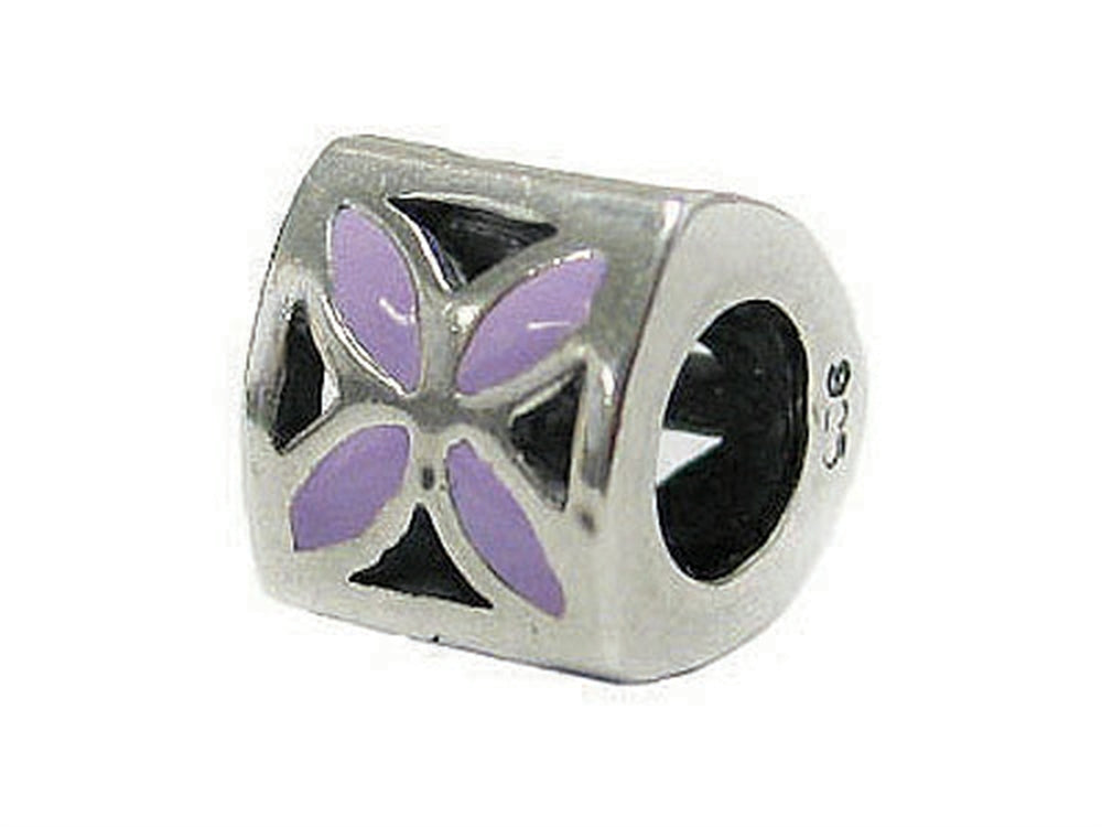 Zable™ Sterling Silver Tri Flower Lavender Bead / Charm