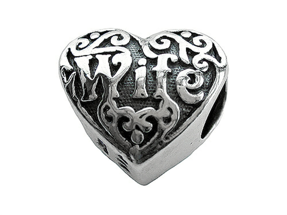 Zable™ Sterling Silver Wife Heart Bead / Charm